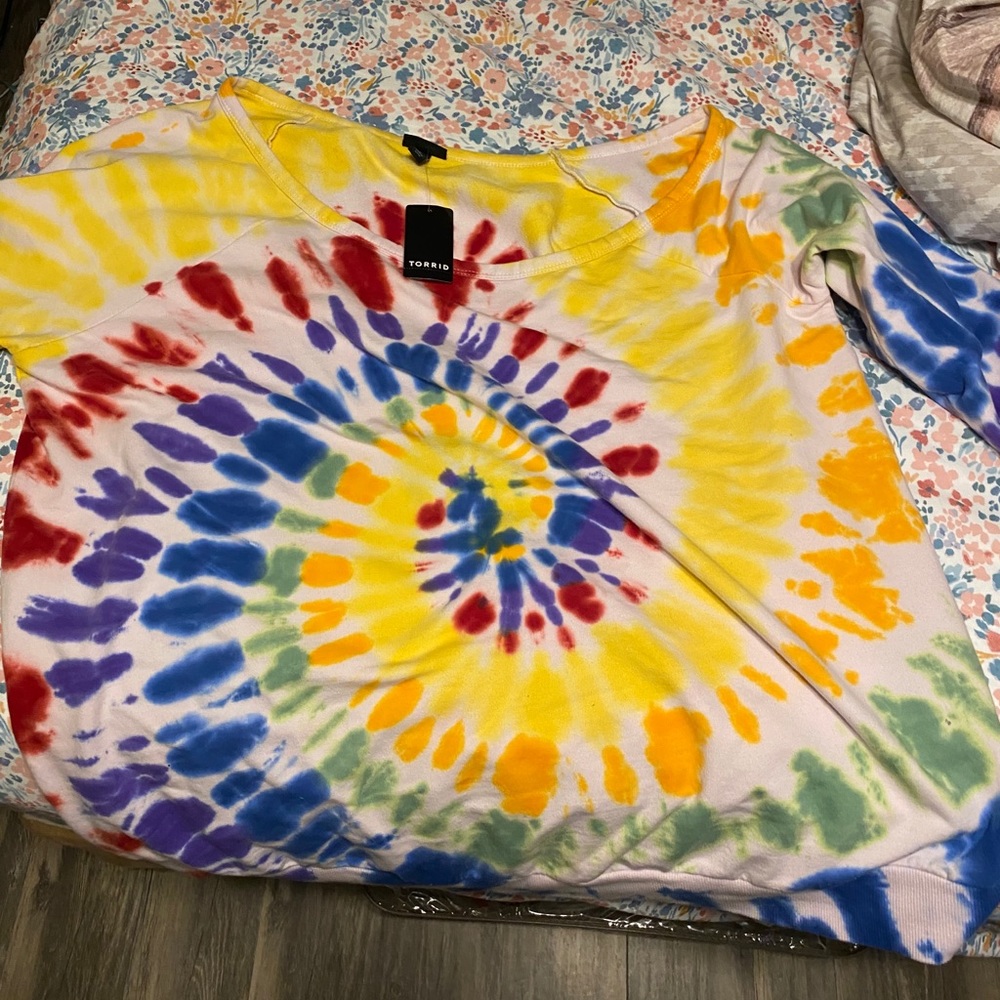 Torrid tie dye off shoulder sweatshirt NWT